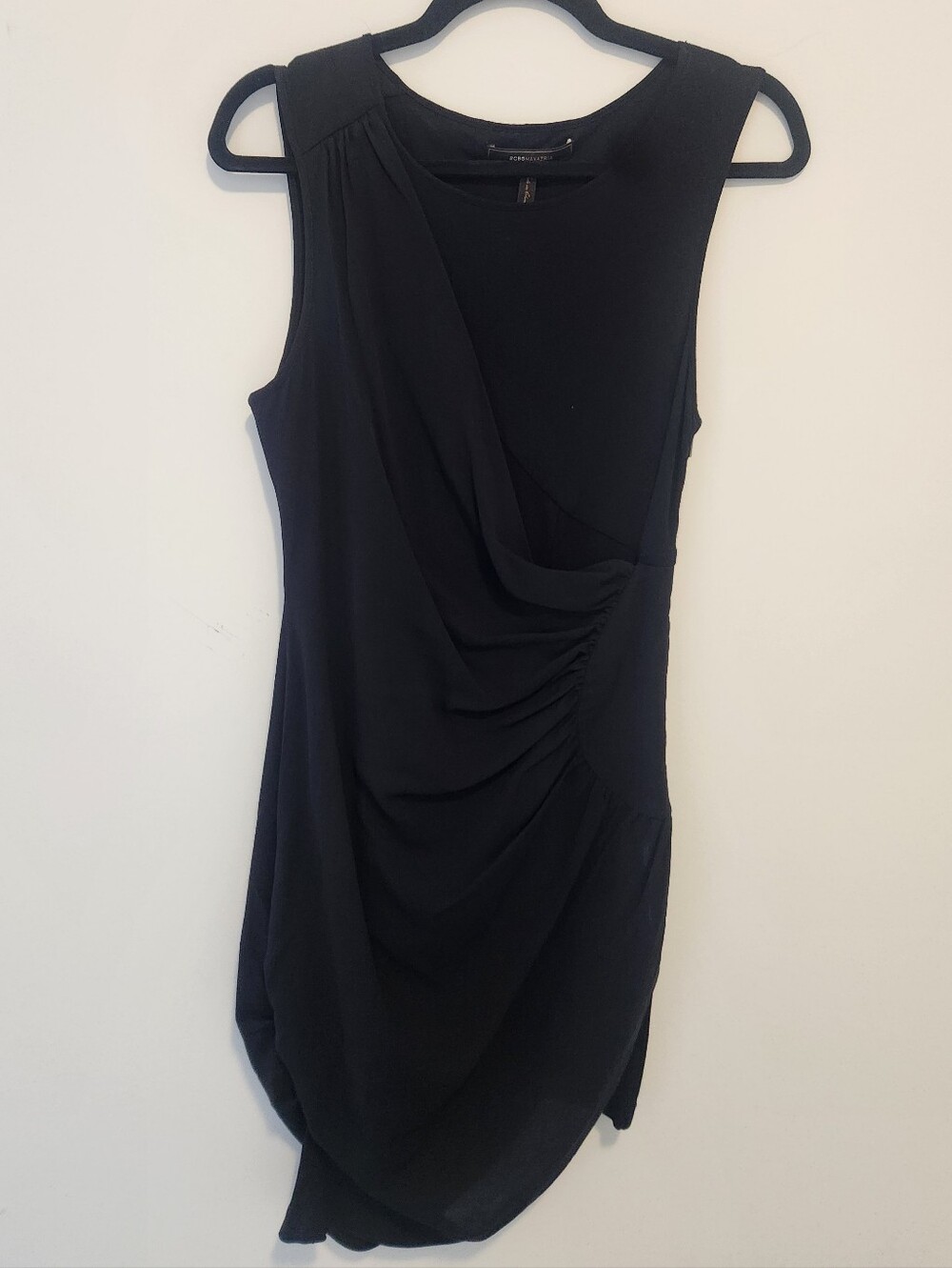 BCBGMaxAzria Black Sleeveless Draped Mini Dress